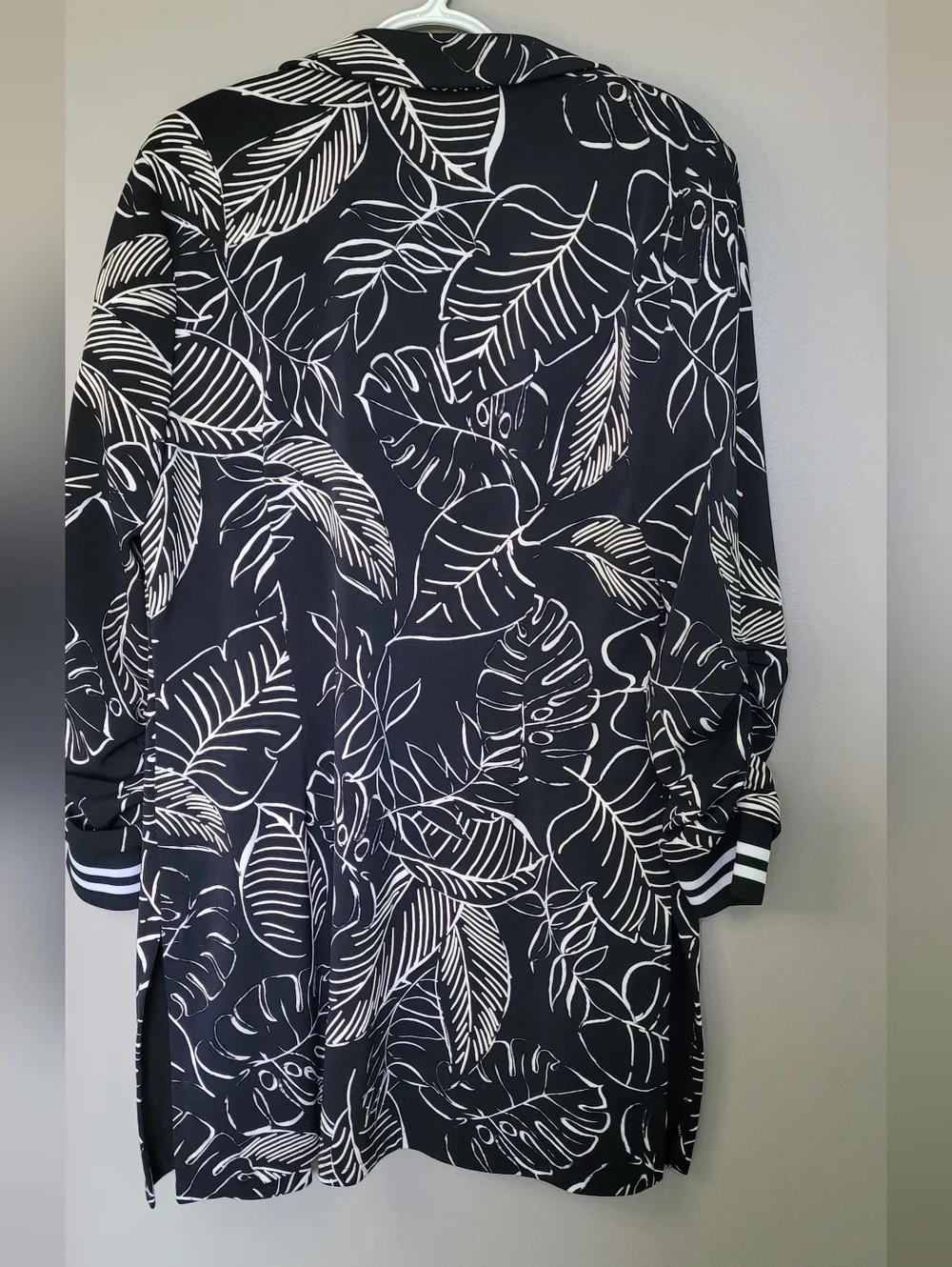 Joseph Ribkoff Open Blazer 14 Black And White Print Long Length Classic Elegant - Picture 5 of 6